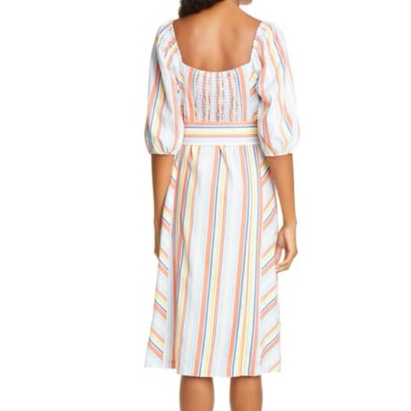 Tanya Taylor Line Multi Colored Stripe Dress In Midi - Picture 3 of 6